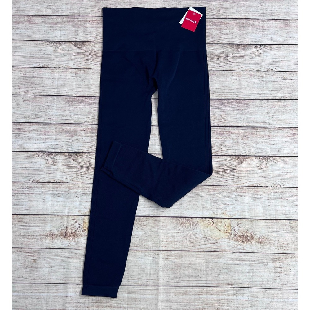 NWT Spanx Look At Me Now Leggings Women Large Port Navy Seamless‎ High Waist
